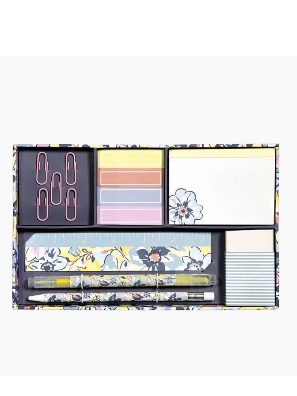 Vera Bradley “Sunny Garden” Floral Desk Organizer Sticky Note & Accessory Set